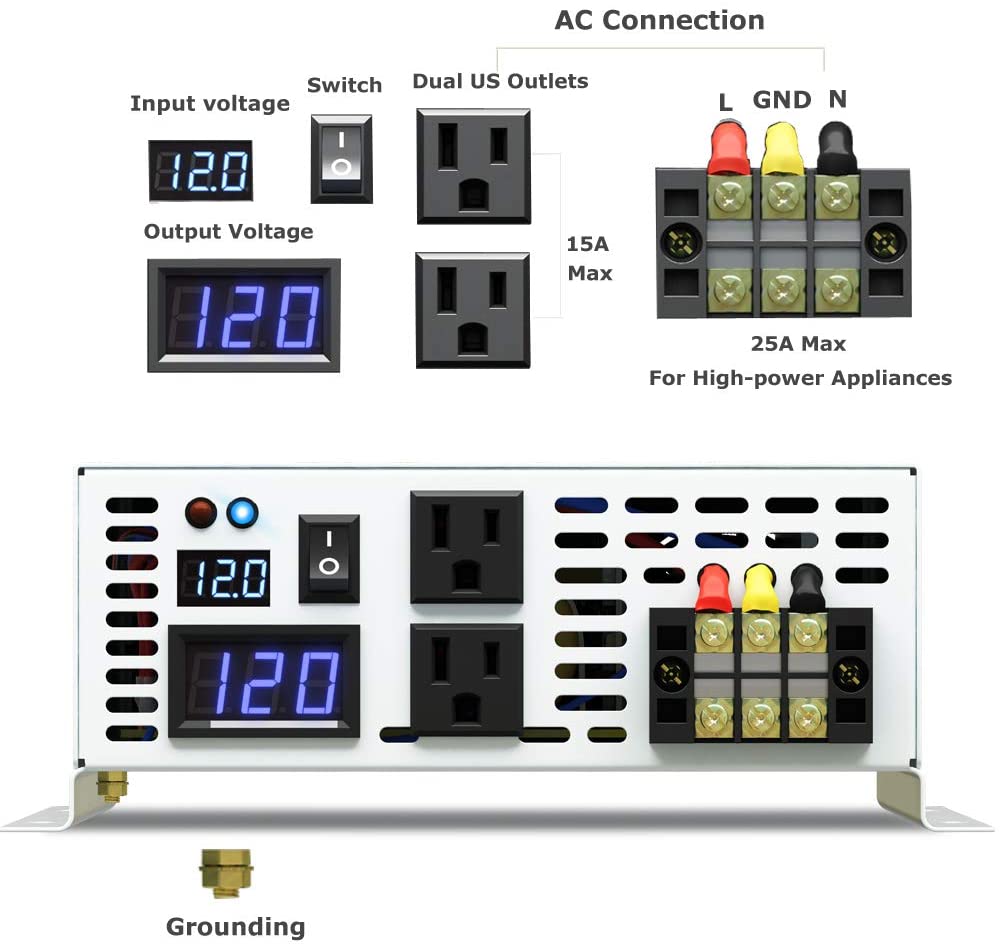 순수 사인파 전력 인버터, 태양풍 발전기 변압기, 30 - Inverter Pure Sine Wave 60Hz 120V 3000W 리뷰 및 가격